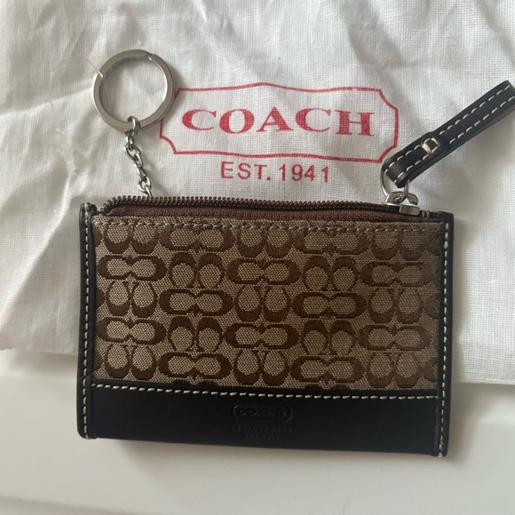 Coach Handbags - Coach Brown and Black Signature Keychain Wallet